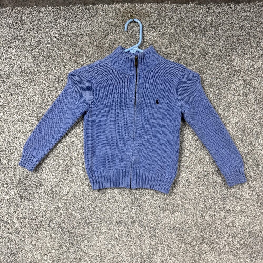 Polo By Ralph Lauren Sweater Size 5 Blue Full Zip Mock‎ Neck Kids Preppy Classic